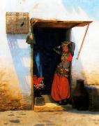 Jean Leon Gerome Woman of Cairo at her Door oil painting reproduction